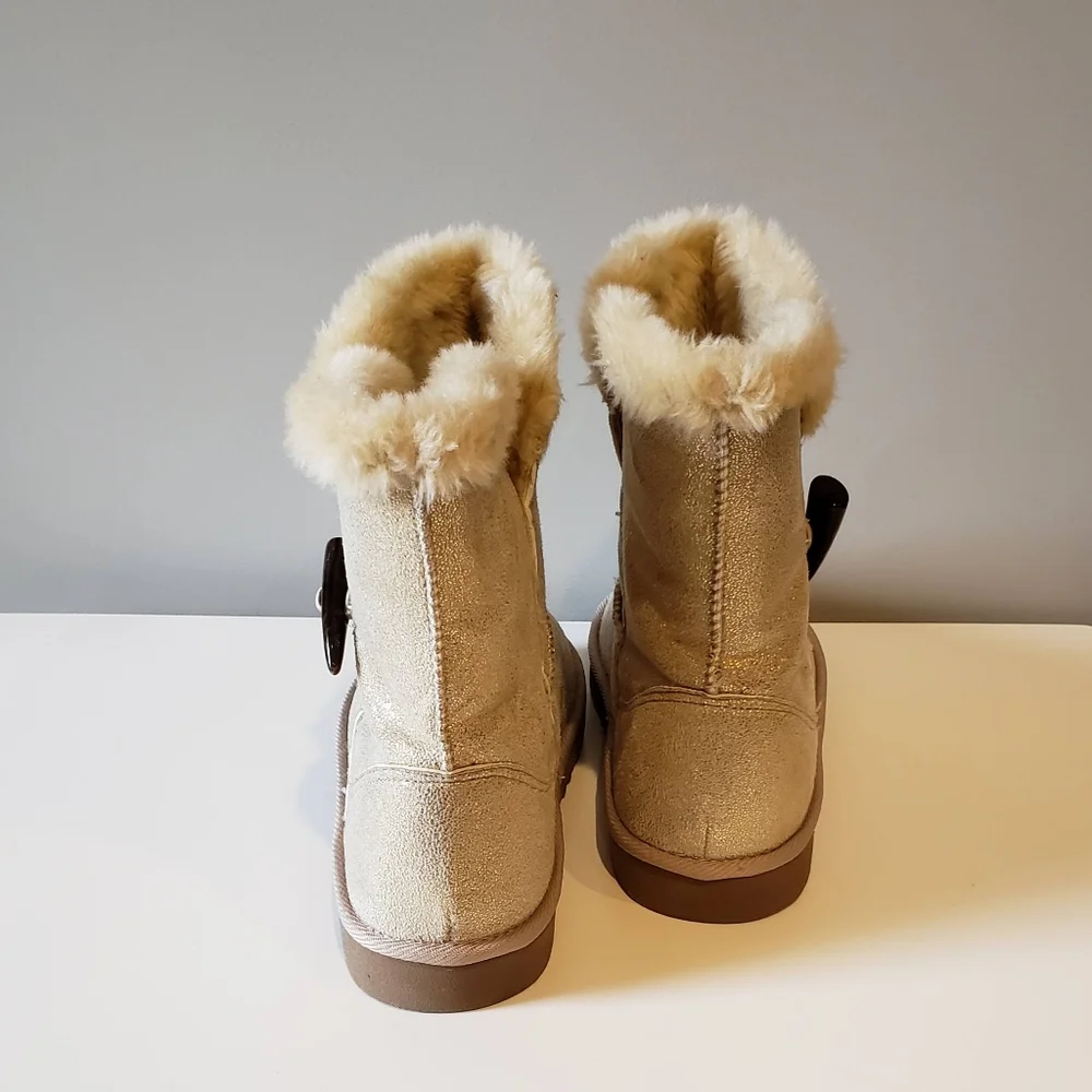 Style & Co Gold Glitter Faux Fur Boots